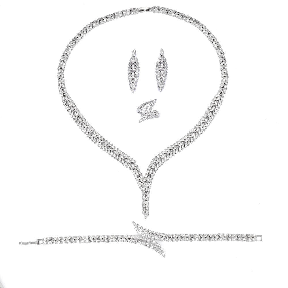 HOOR Bridal Radiance Set – Full Crystal Zircon | Necklace, Earrings, Bracelet & Ring