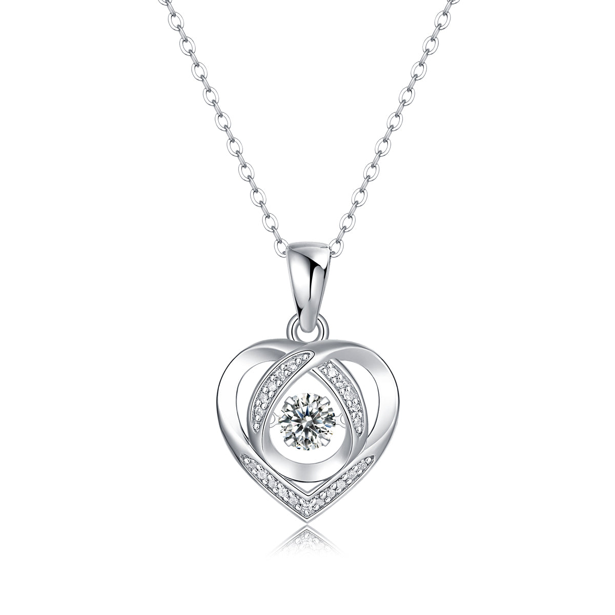 1Heart To Have Your Luxurious Fashion Diamond Pendant Necklace Set With Mosan Diamond Silver Ornaments Prohibit Tk Sales