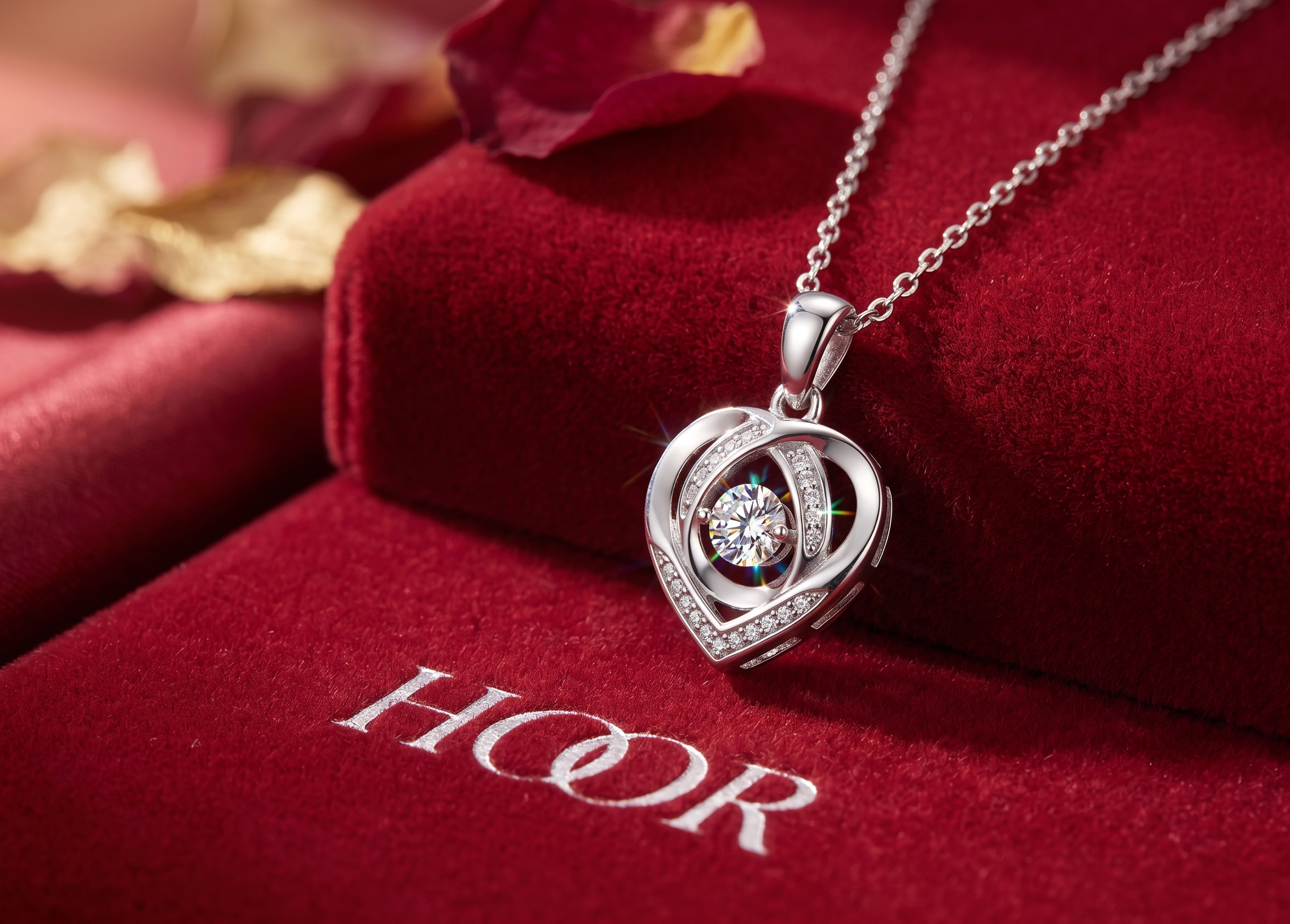 1Heart To Have Your Luxurious Fashion Diamond Pendant Necklace Set With Mosan Diamond Silver Ornaments Prohibit Tk Sales