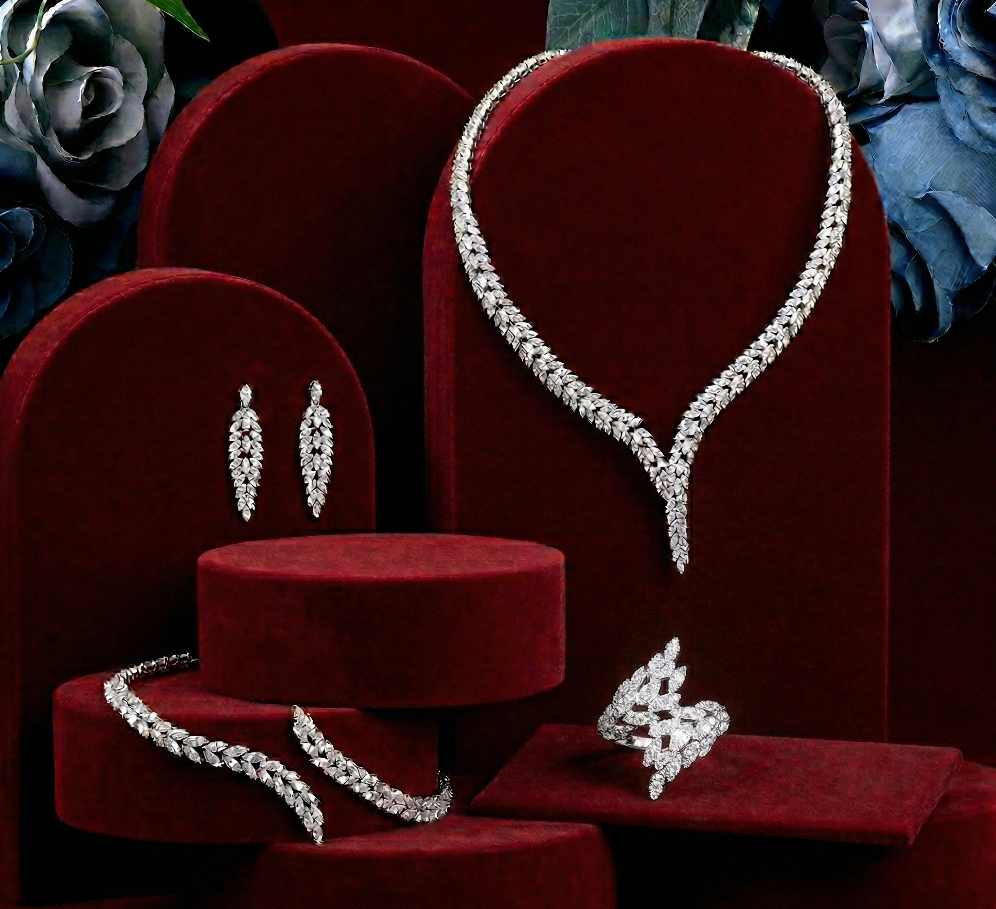 HOOR Bridal Radiance Set – Full Crystal Zircon | Necklace, Earrings, Bracelet & Ring