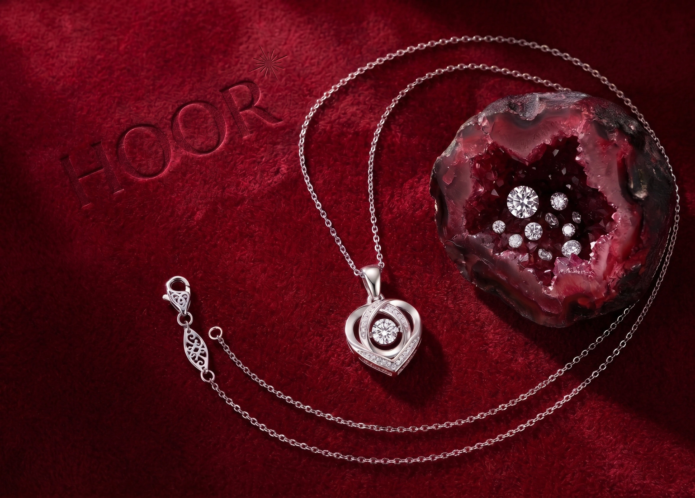 1Heart To Have Your Luxurious Fashion Diamond Pendant Necklace Set With Mosan Diamond Silver Ornaments Prohibit Tk Sales