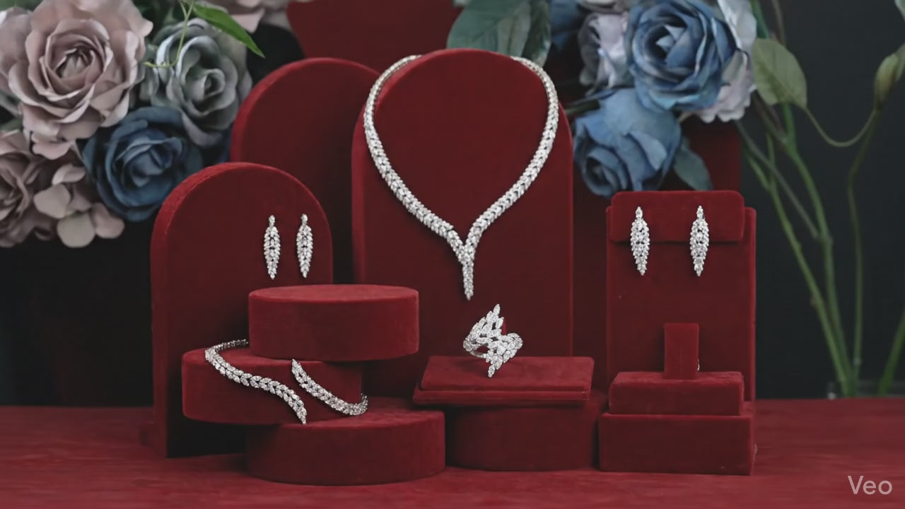 HOOR Bridal Radiance Set – Full Crystal Zircon | Necklace, Earrings, Bracelet & Ring